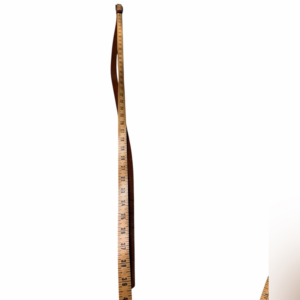 Narrow Brown Leather A. Brod Belt with Silvertone Buckle, Vintage, 33”/35” - Picture 13 of 14
